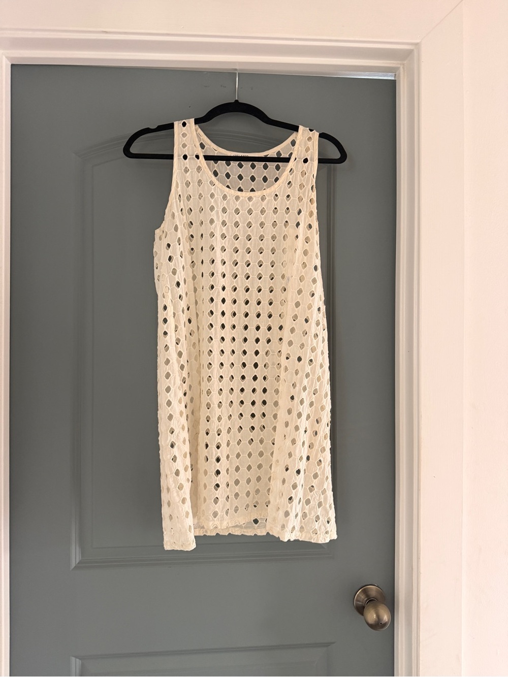 Sleeveless Ivory Crochet Tank Dress - Whole Foods Brans Sz M